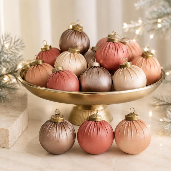 Faux Leather Christmas Ornaments (Set of 12): Rustic Brown Holiday Decor