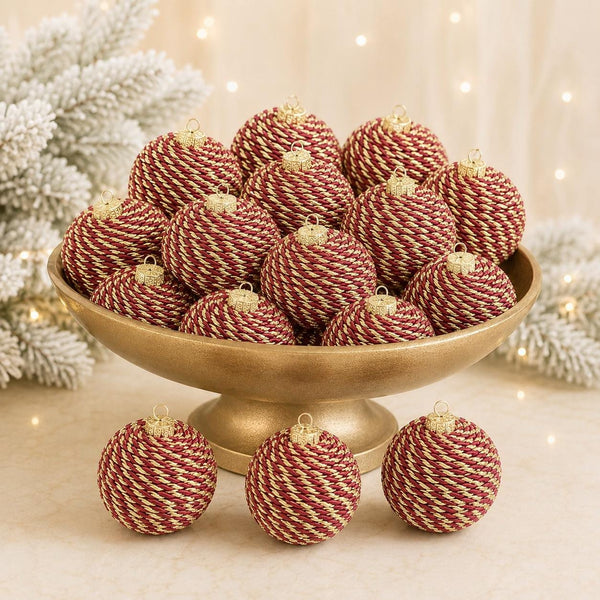 Handmade Burgundy and Gold Christmas Ball Ornament