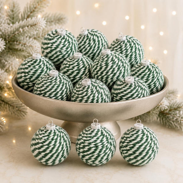 Handmade Yarn Christmas Ornament: Burgundy and Gold Holiday Decor