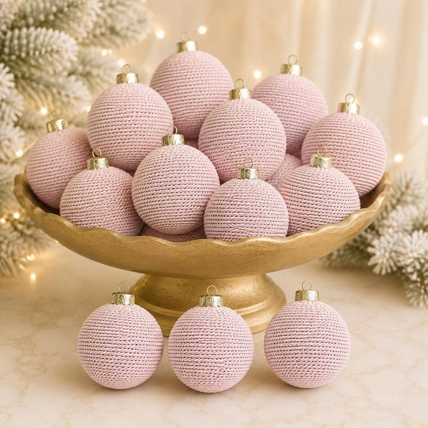 Pink Yarn Christmas Ball Ornament: Baby's First Christmas