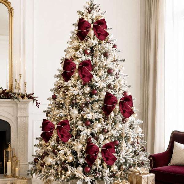 Burgundy Velvet Christmas Bow, Tree Ornament, Holiday Hair Bow and Wreath Decor