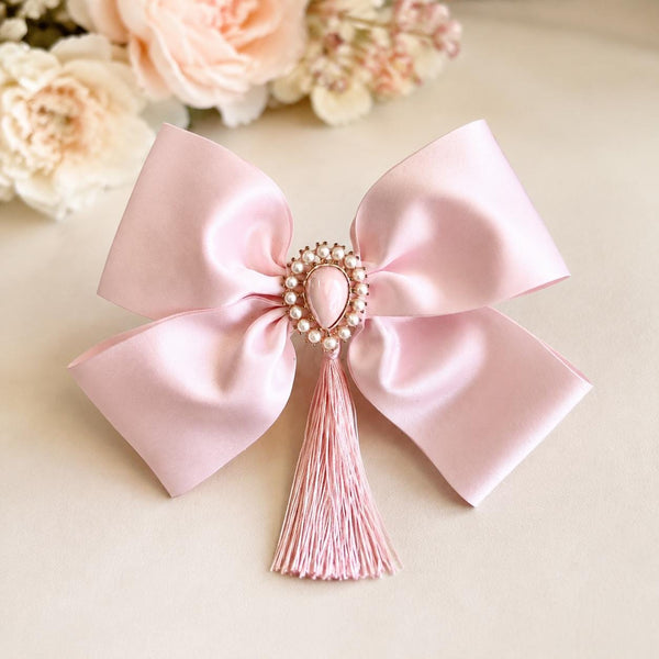 Pink Satin Christmas Bow, Tree Ornament, Holiday Hair Bow, Wreath and Gift Decor
