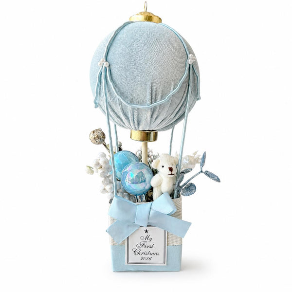 Personalized Baby’s First Christmas Ornament 2026, Blue Hot Air Balloon Keepsake, Baby Boy Christmas Gift, Newborn Nursery Decor