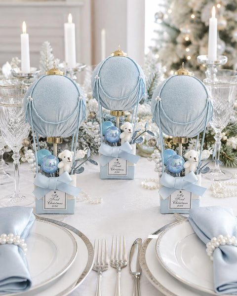 Personalized Baby’s First Christmas Ornament 2026, Blue Hot Air Balloon Keepsake, Baby Boy Christmas Gift, Newborn Nursery Decor