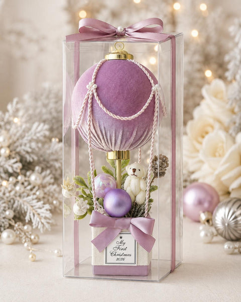 Baby Girl First Christmas Ornament 2026, Lilac Hot Air Balloon Keepsake, Personalized Newborn Gift, Nursery Christmas Decor