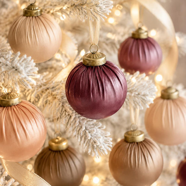 Faux Leather Christmas Ornaments - Brown Rustic Holiday Decor - Set of 12