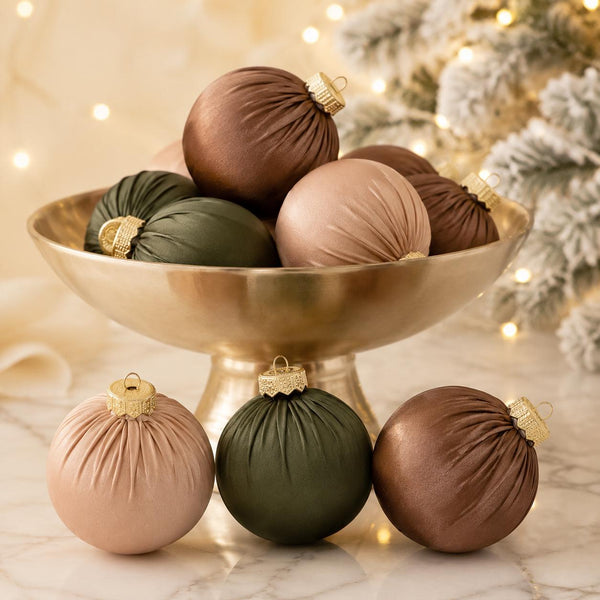 Faux Leather Christmas Ornaments: Rustic Brown & Green Holiday Decor