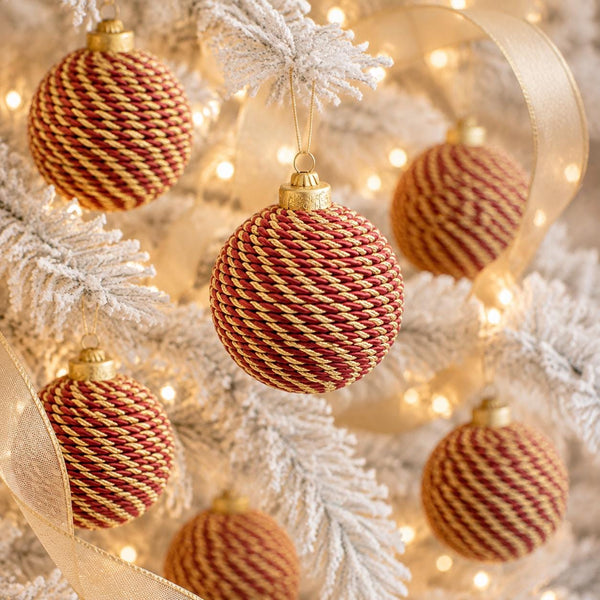 Handmade Burgundy and Gold Christmas Ball Ornament