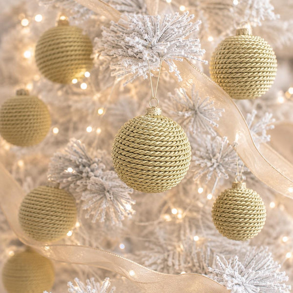Handmade Gold Yarn Christmas Ball Ornament (3.2 inch)