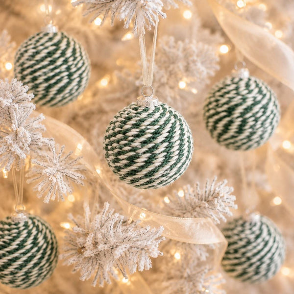 Handmade Yarn Christmas Ornament: Burgundy and Gold Holiday Decor