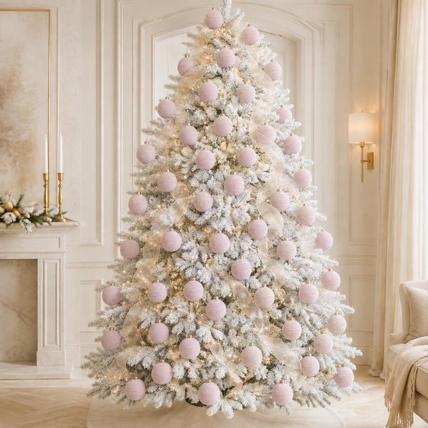 Pink Yarn Christmas Ball Ornament: Baby's First Christmas