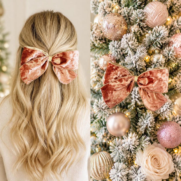 Rosewood Velvet Christmas Bow, Optional Crystal Brooch, Tree Ornament, Hair Bow and Wreath Decor