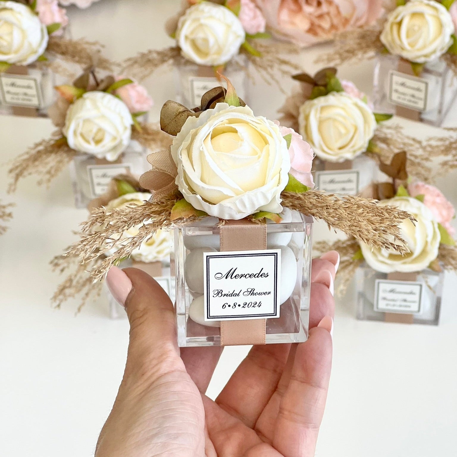 These handmade personalized favors are the perfect addition to any event, whether it’s a Wedding, Engagement, Bridal Shower, Baptism, Anniversary, Quinceañera, Birthday, Prom, Graduation, or any other special occasion. They also make wonderful Gifts for Guests, Bridesmaids, Christenings, 1st Communions, Party Gifts, 1st Birthdays, Bachelorette Parties, Baby Showers, Save the Dates, Confirmations, and so much more.
