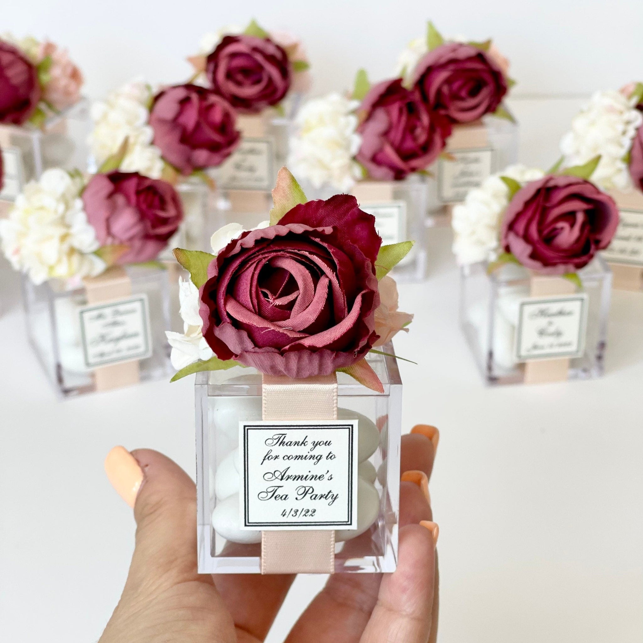 These handmade personalized favors are the perfect addition to any event, whether it’s a Wedding, Engagement, Bridal Shower, Baptism, Anniversary, Quinceañera, Birthday, Prom, Graduation, or any other special occasion. They also make wonderful Gifts for Guests, Bridesmaids, Christenings, 1st Communions, Party Gifts, 1st Birthdays, Bachelorette Parties, Baby Showers, Save the Dates, Confirmations, and so much more.
