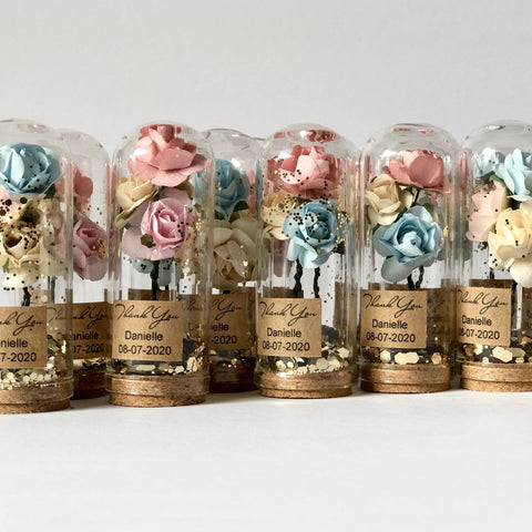 10 pcs Custom Wedding Favors – Glass Dome Cloche Favors, Beauty and the Beast Theme, Elegant Party Favors for Guests
