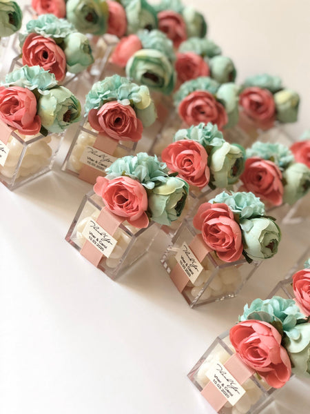 coral tiffany blue candy box favors