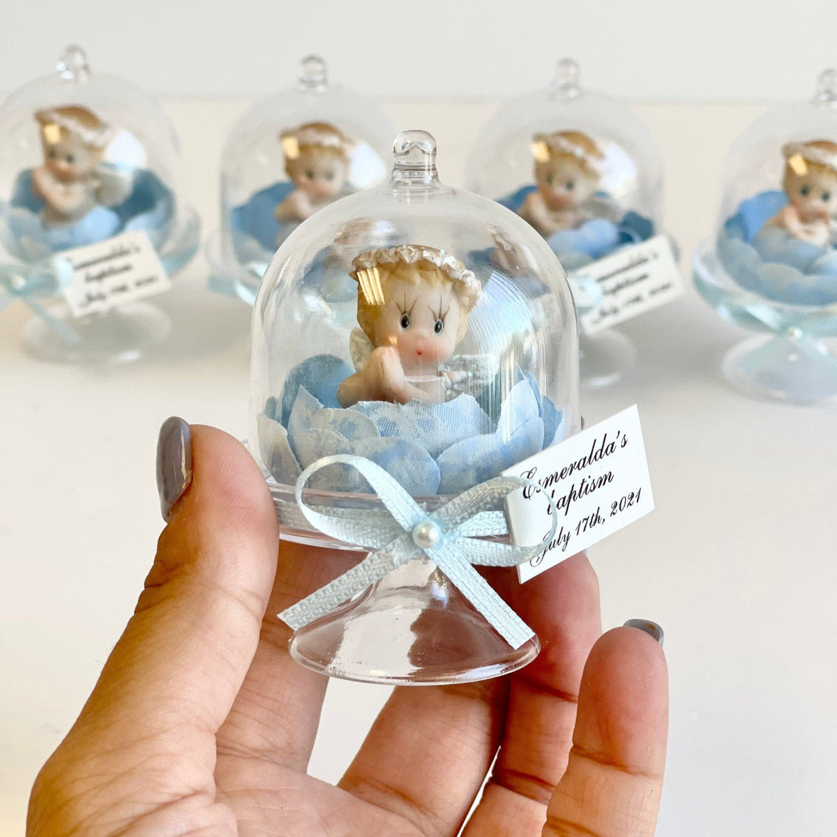 Blue Angel Dome Baptism Favors, Boy – 5 pcs | Whiteroom – Whiteroomfavors