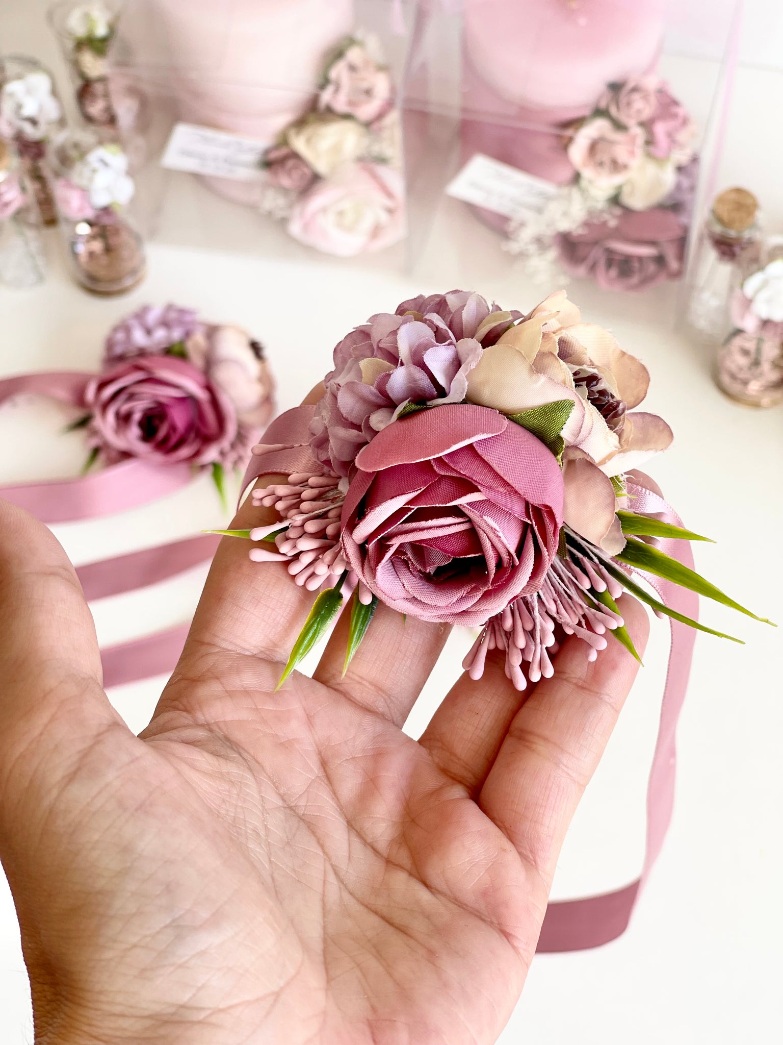 Wedding Corsages, Wrist Corsage, Rustic Wedding Corsage, Dusty Rose Co –  Whiteroomfavors