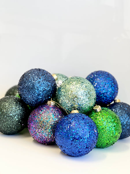 Navy Blue Christmas Ornament, Christmas Ball, Handmade Christmas Decorations, Christmas Gift, Custom Christmas Balls, Blue Glitter Balls