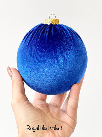 Royal Blue Christmas Ornaments, Handmade Velvet Balls, Christmas Ball, Christmas Decorations, Christmas Gift, Blue Christmas, Blue Ornaments