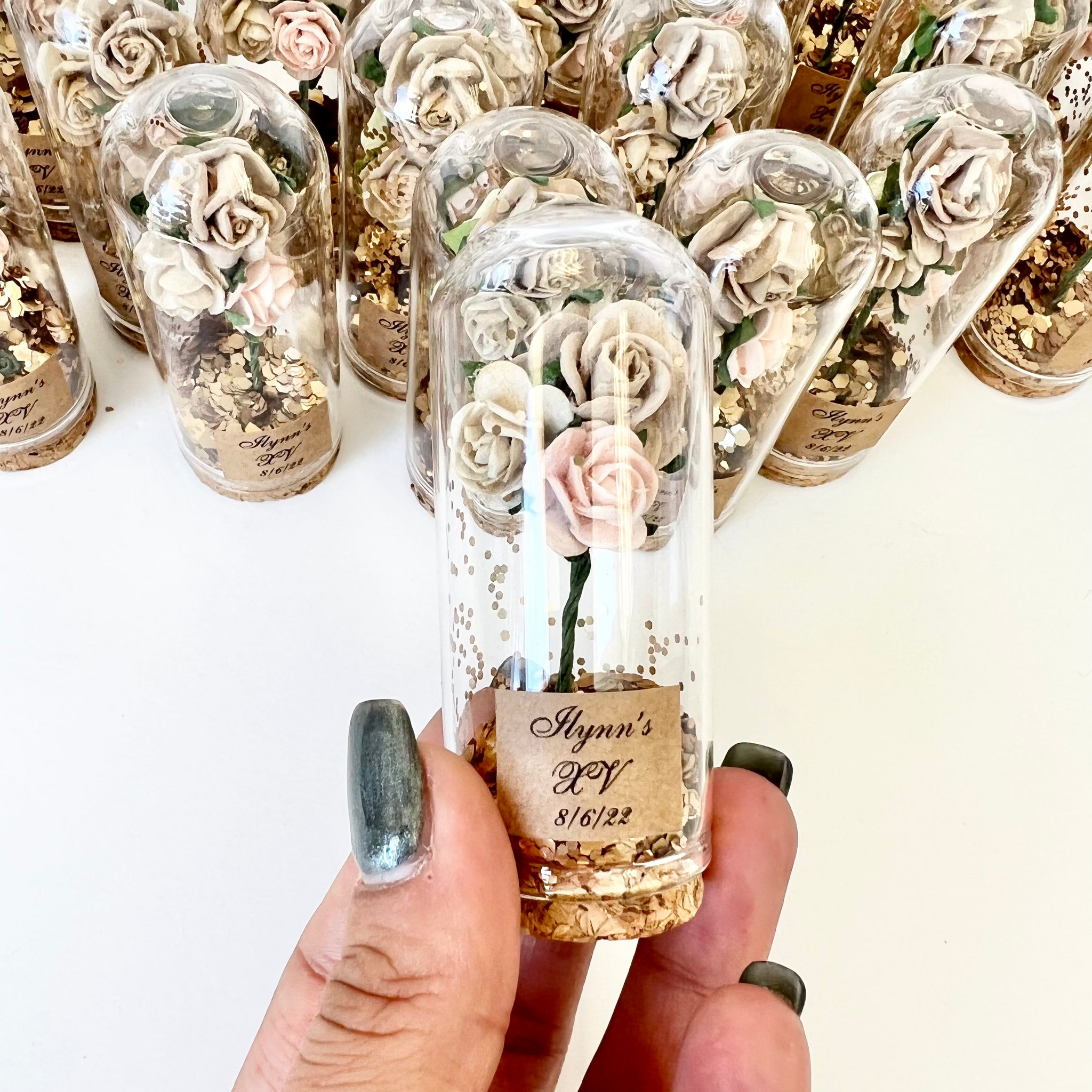 10 pcs Wedding Favors – Custom Glass Dome Cloche Favors, Beauty and the Beast Party Favors for Guests