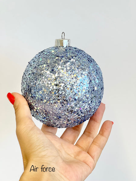 Air Force Blue Christmas Ornament, Christmas Ball, Christmas Decorations, Christmas Gift, Glitter Christmas Balls, Blue Christmas Decoration
