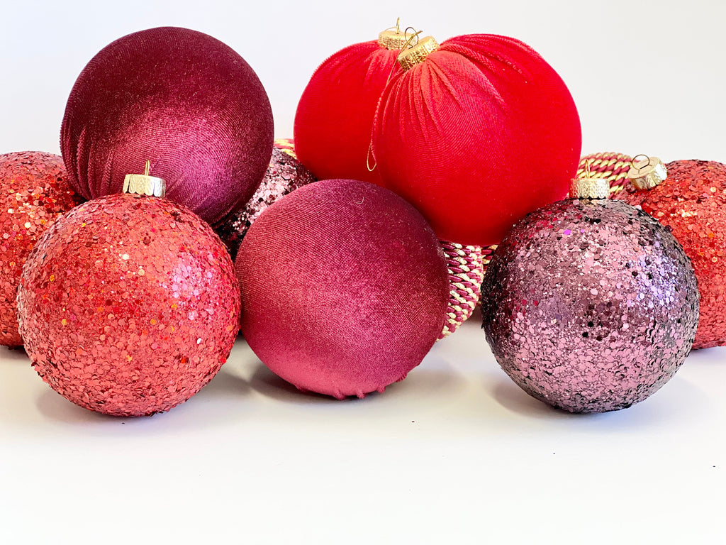 Red Christmas Ornaments, Handmade Unique Christmas Ornaments Set, Christmas  Tree Balls, Velvet Christmas Ornaments, Red Christmas Baubles 