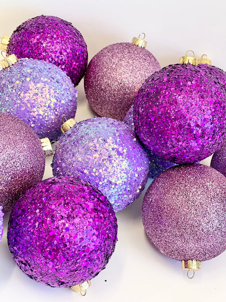 Lilac Christmas Ornament, Handmade Glitter Balls, Christmas Ball, Christmas Decorations, Christmas Gift, Glitter Christmas Balls, Ornaments
