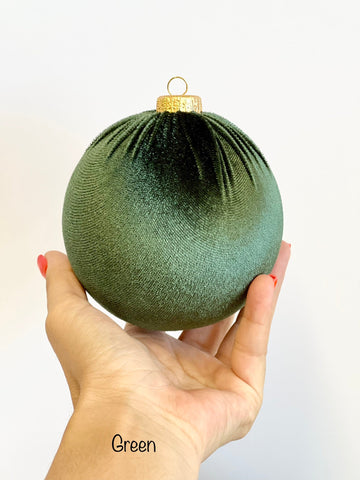 Green Christmas Ornament, Handmade Velvet Balls, Christmas Ball, Christmas Decorations, Christmas Gift, Custom Christmas Balls, Green Ornaments