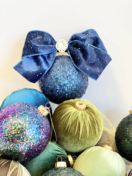 Navy Blue Christmas Ornament, Christmas Ball, Handmade Christmas Decorations, Christmas Gift, Custom Christmas Balls, Blue Glitter Balls