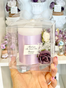 3 pcs Purple Custom Candles – Wedding Favors for Guests, Custom Party Favors with Box, Personalized Candle Gifts