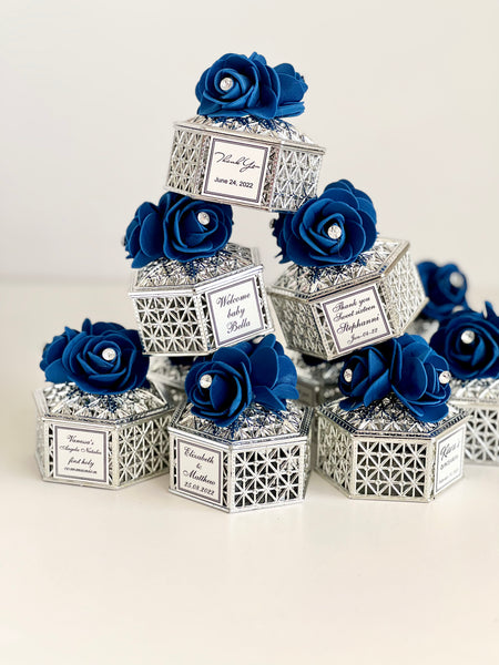 10 pcs Royal Blue Wedding Favors Boxes, Favors, Silver Boxes, Wedding Favors for Guests, Party Favors, Engagement Favors, Quinceañera Favors